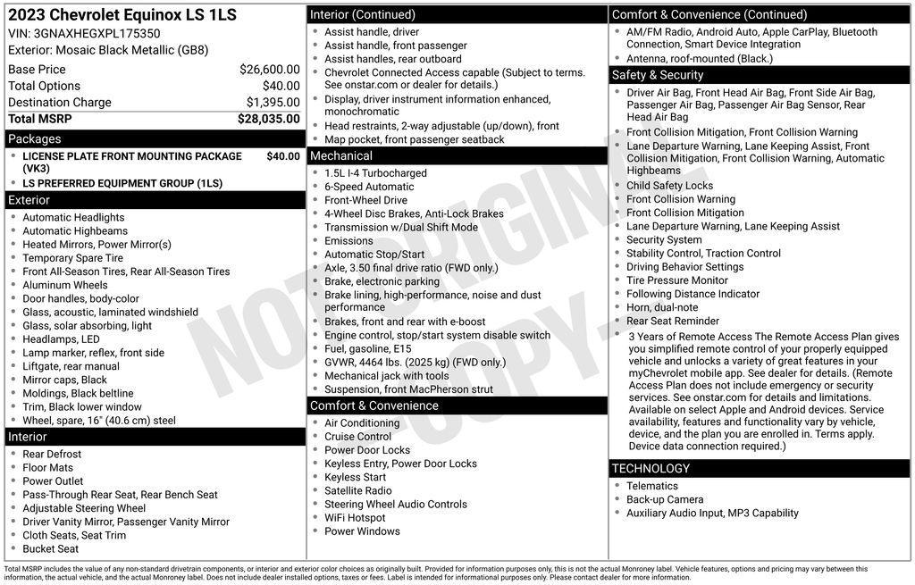 used 2023 Chevrolet Equinox car, priced at $17,200