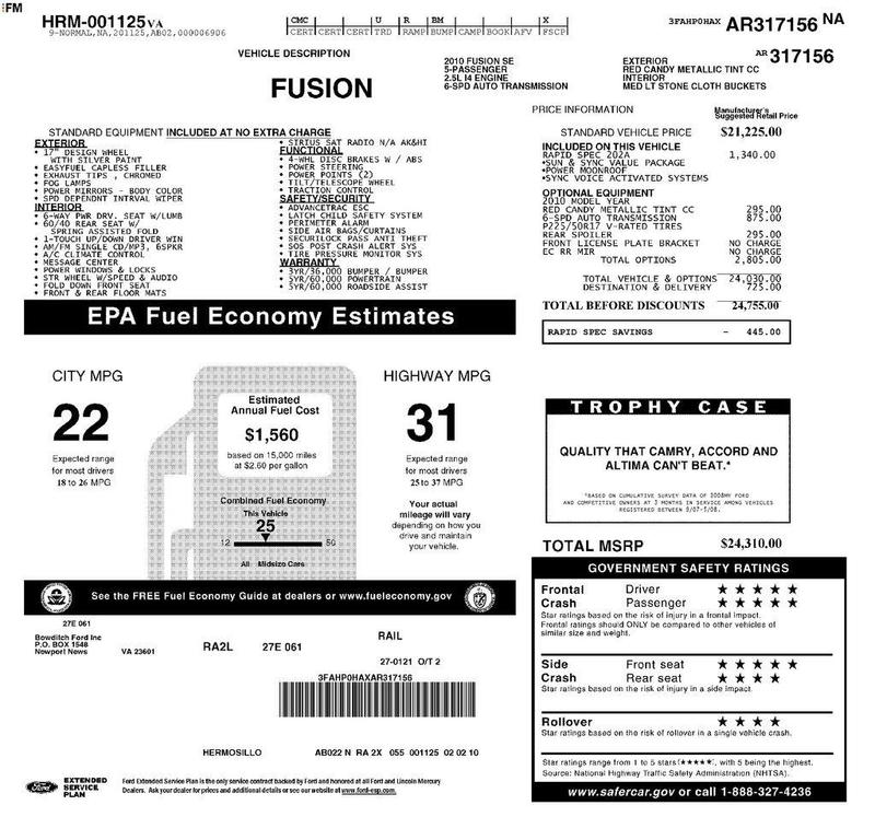 used 2010 Ford Fusion car, priced at $5,925