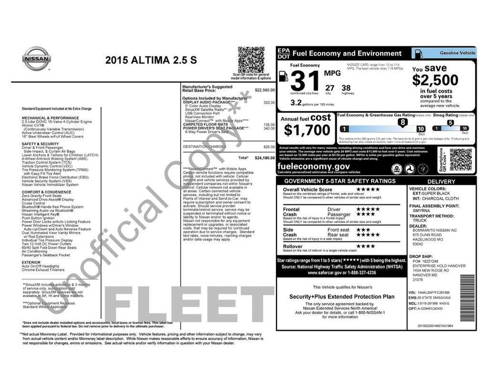 used 2015 Nissan Altima car, priced at $5,999