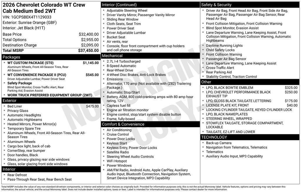 new 2026 Chevrolet Colorado car, priced at $34,657