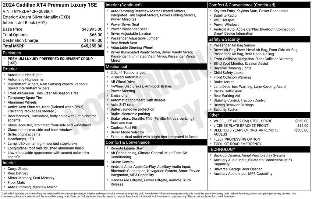 used 2024 Cadillac XT4 car, priced at $26,000