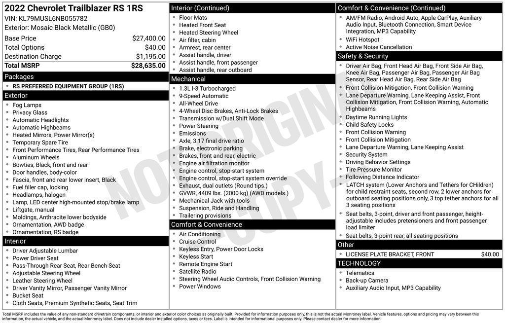 used 2022 Chevrolet TrailBlazer car, priced at $21,000