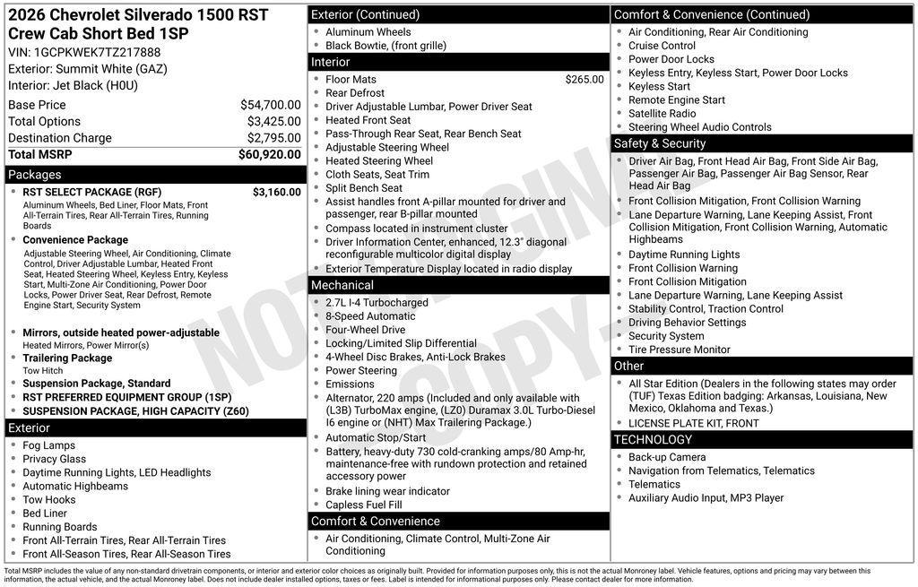 new 2026 Chevrolet Silverado 1500 car, priced at $58,250