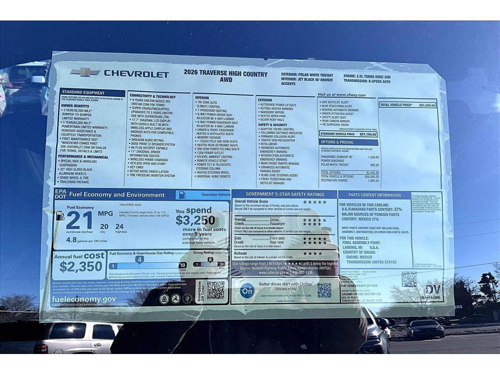 new 2026 Chevrolet Traverse car, priced at $58,127