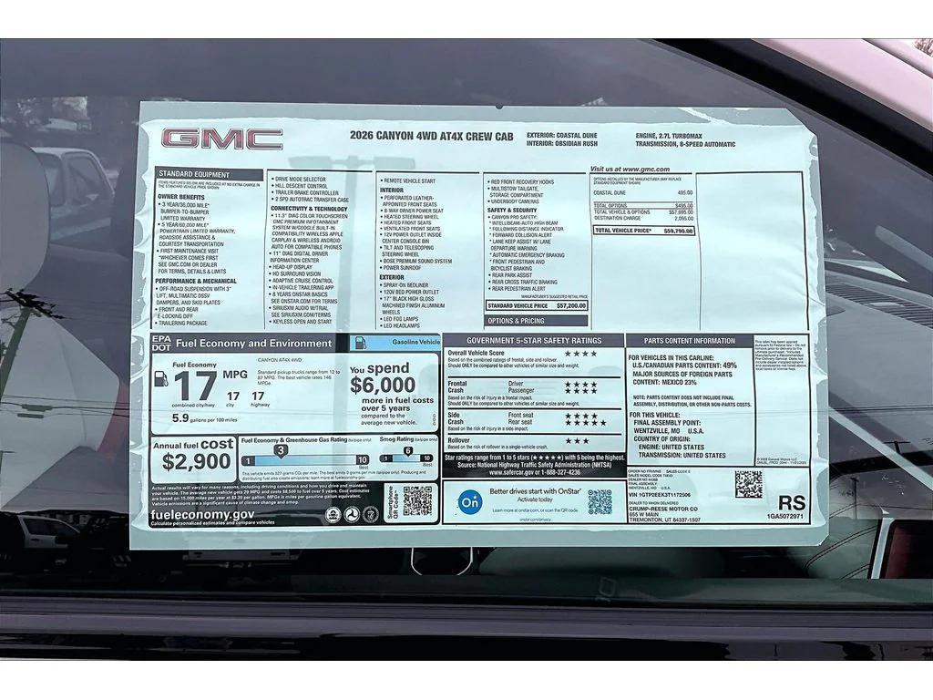 new 2026 GMC Canyon car, priced at $56,146