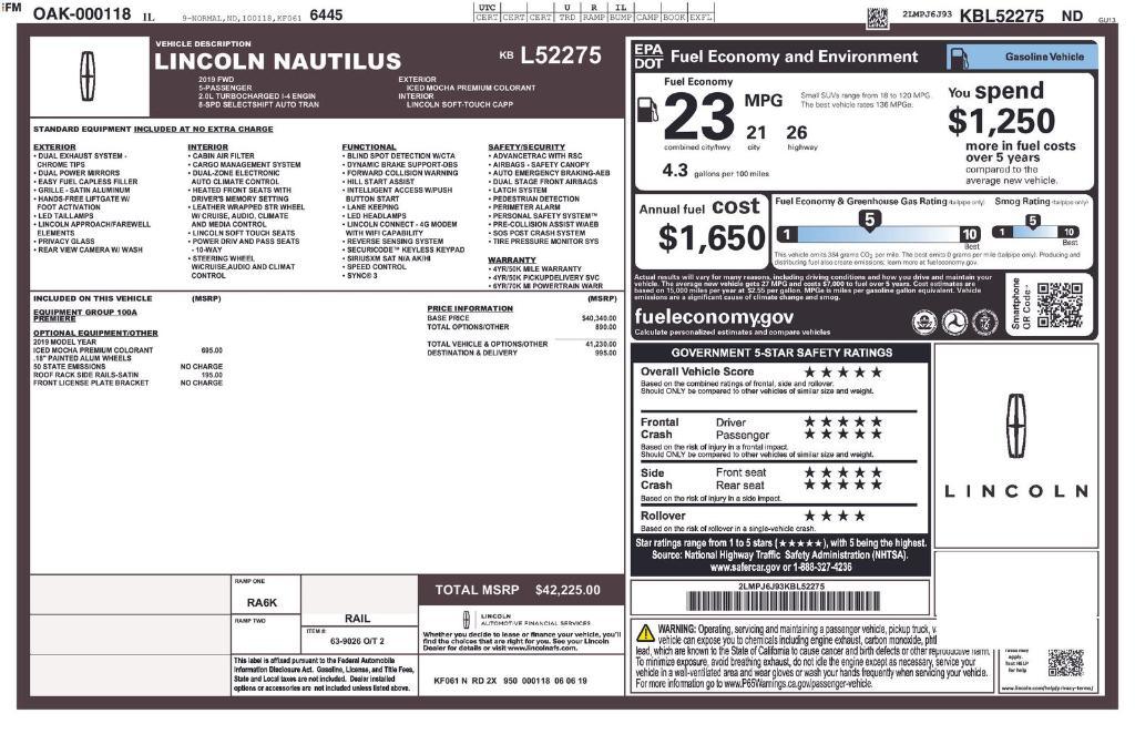 used 2019 Lincoln Nautilus car, priced at $21,400