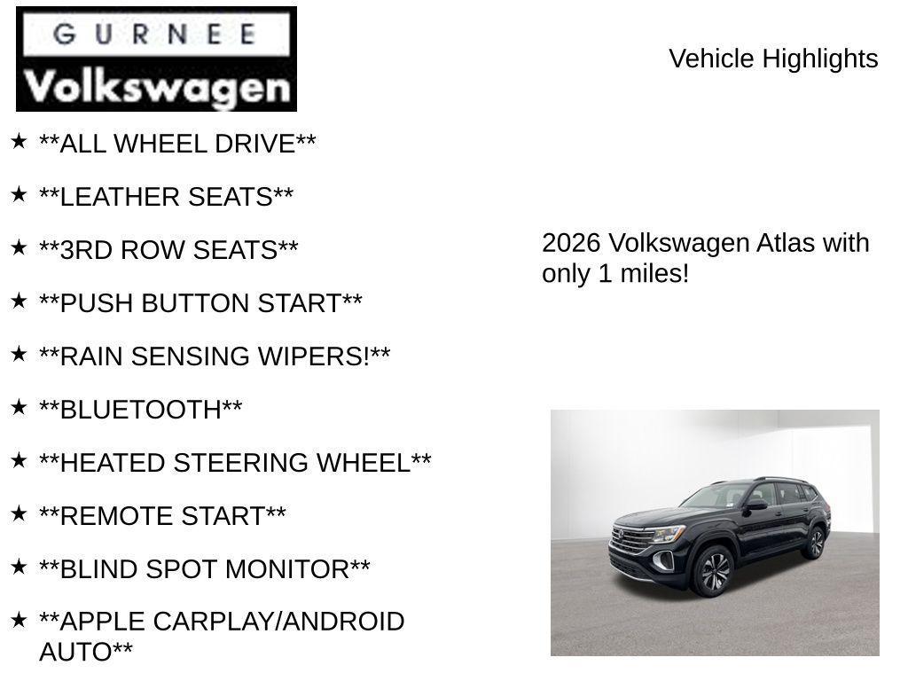 new 2026 Volkswagen Atlas car, priced at $39,767