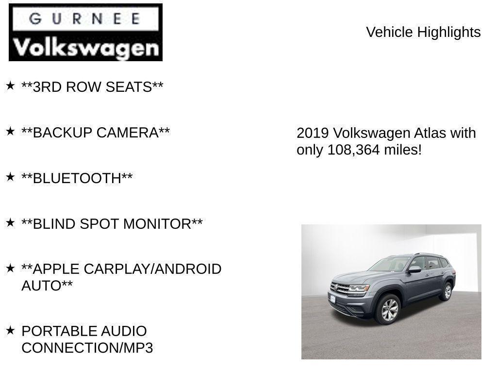used 2019 Volkswagen Atlas car, priced at $12,115