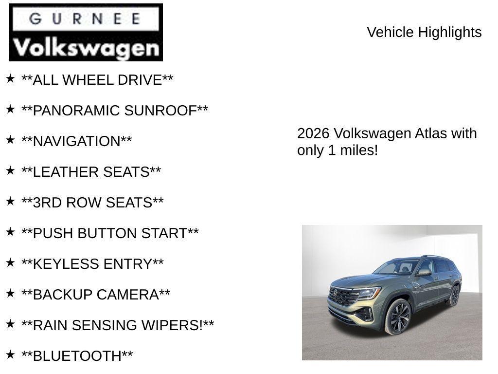 new 2026 Volkswagen Atlas car, priced at $52,772