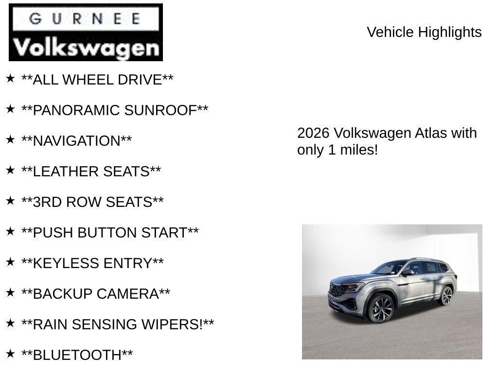 new 2026 Volkswagen Atlas car, priced at $51,298