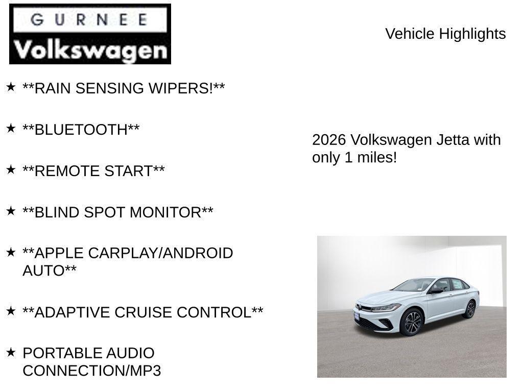 new 2026 Volkswagen Jetta car, priced at $25,116