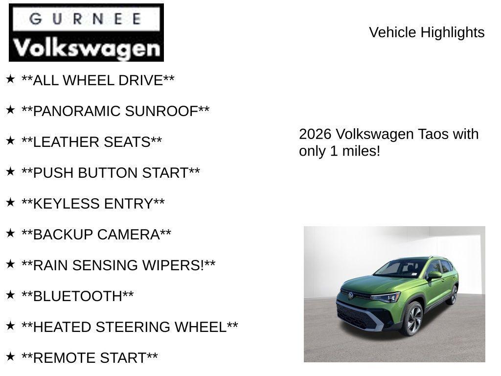new 2026 Volkswagen Taos car, priced at $33,401