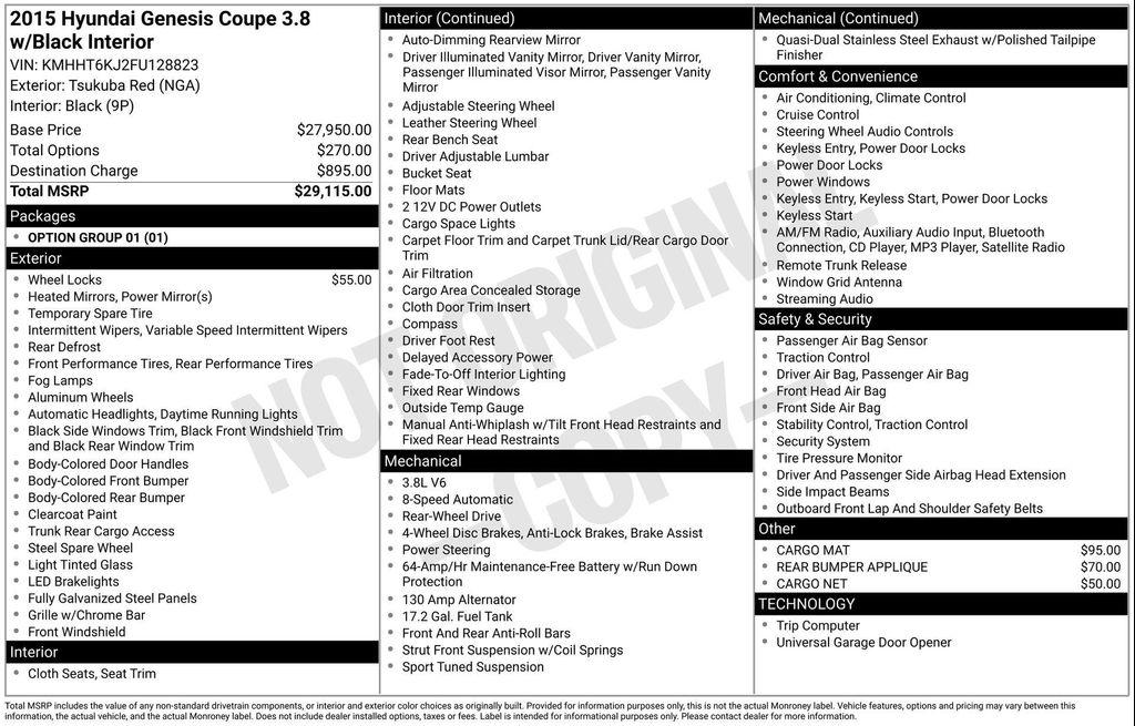 used 2015 Hyundai Genesis Coupe car, priced at $14,990