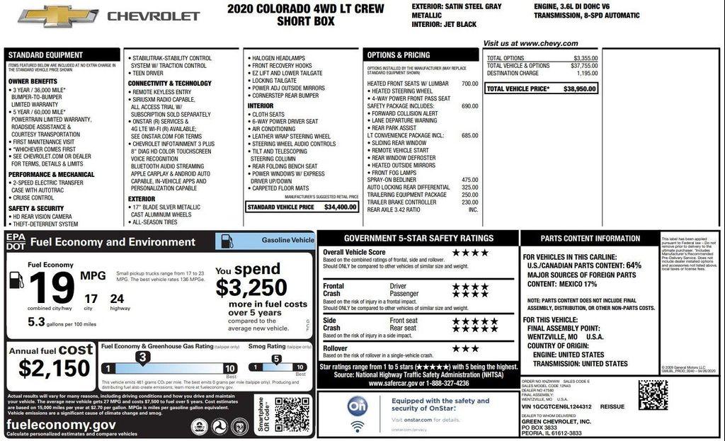 used 2020 Chevrolet Colorado car, priced at $21,000