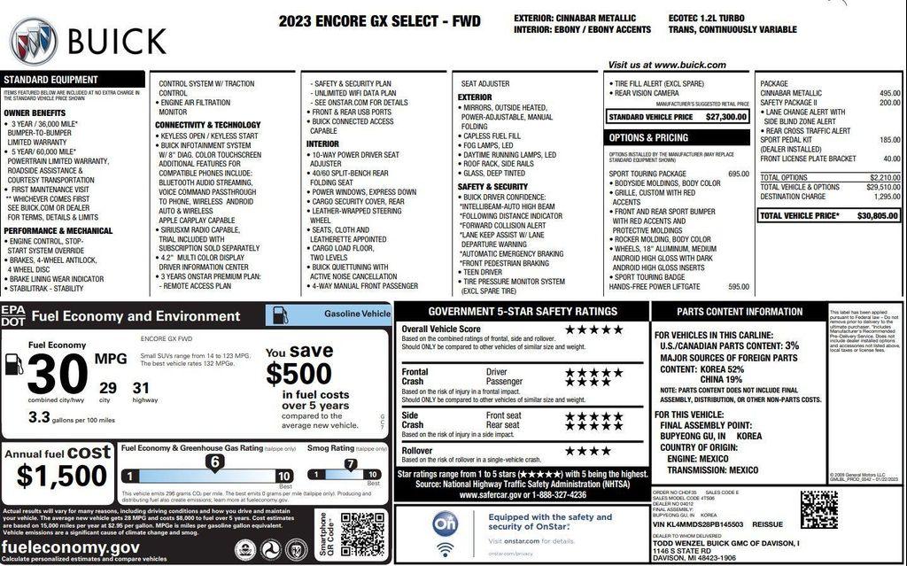 used 2023 Buick Encore GX car, priced at $22,772