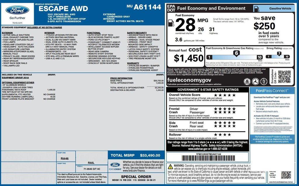 used 2021 Ford Escape car, priced at $16,960