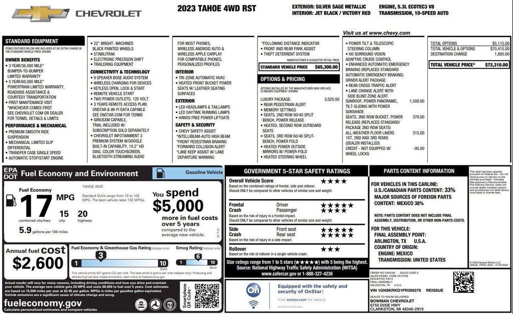 used 2023 Chevrolet Tahoe car, priced at $59,372