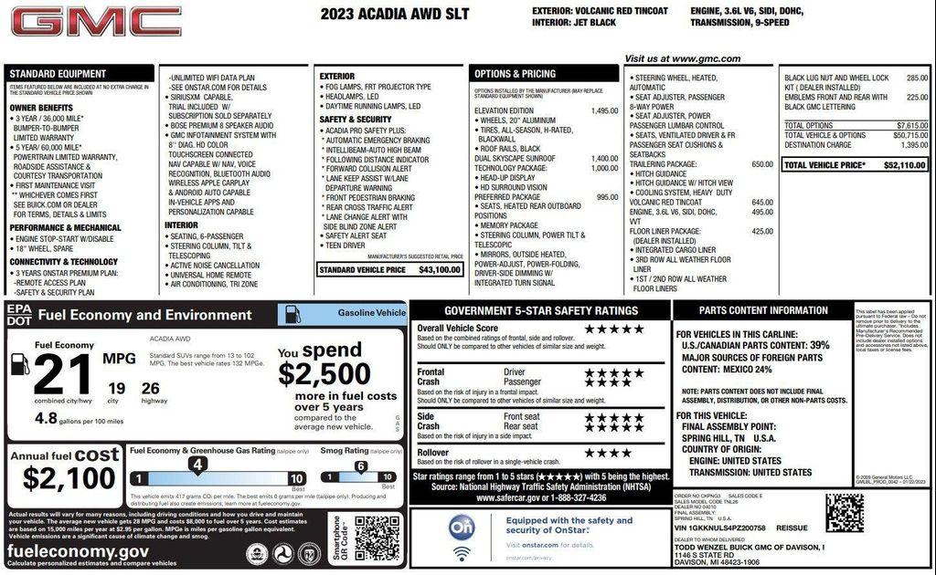 used 2023 GMC Acadia car, priced at $37,612