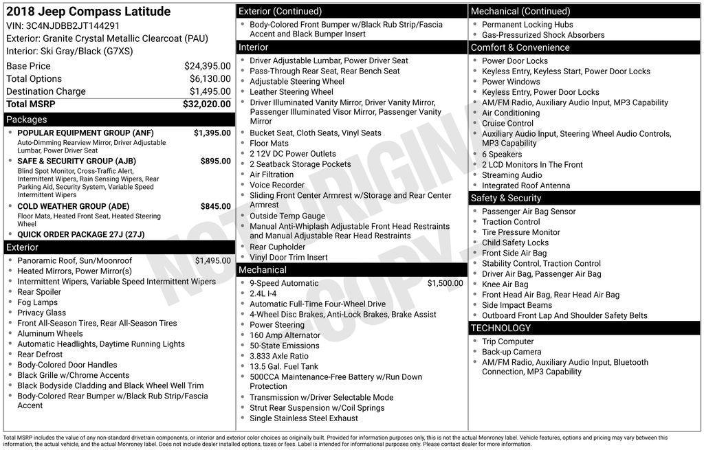 used 2018 Jeep Compass car, priced at $12,987