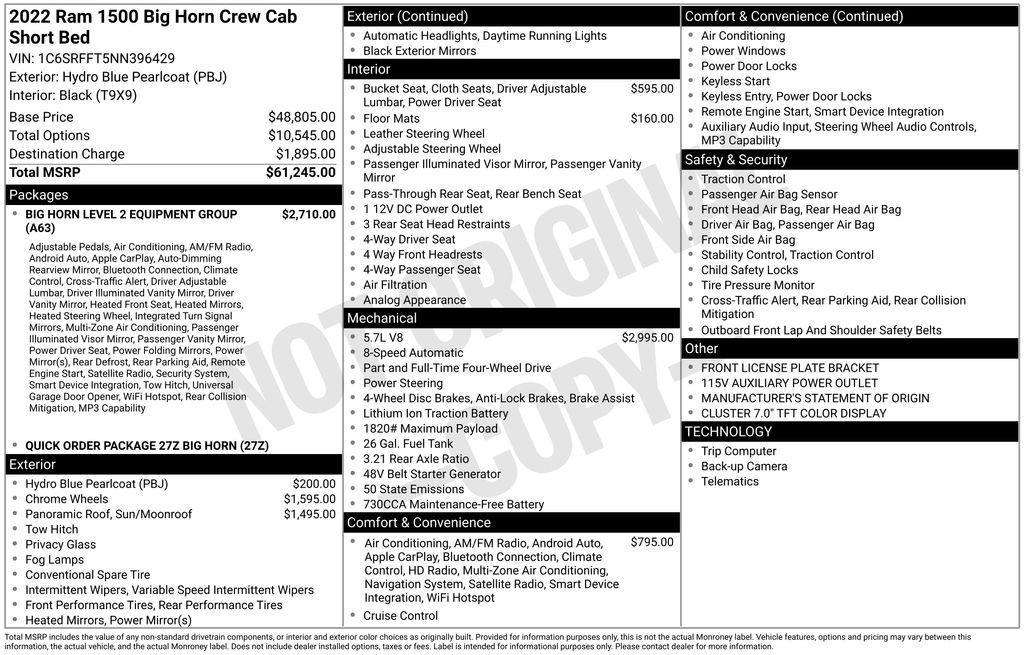 used 2022 Ram 1500 car, priced at $33,987