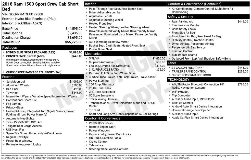 used 2018 Ram 1500 car, priced at $34,987