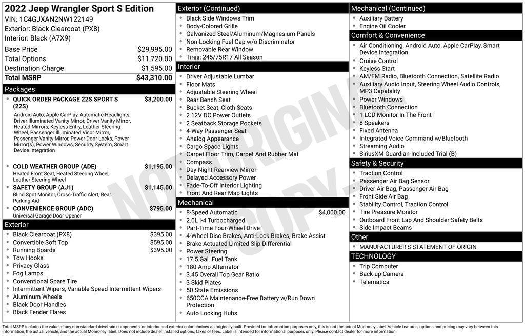 used 2022 Jeep Wrangler car, priced at $28,987