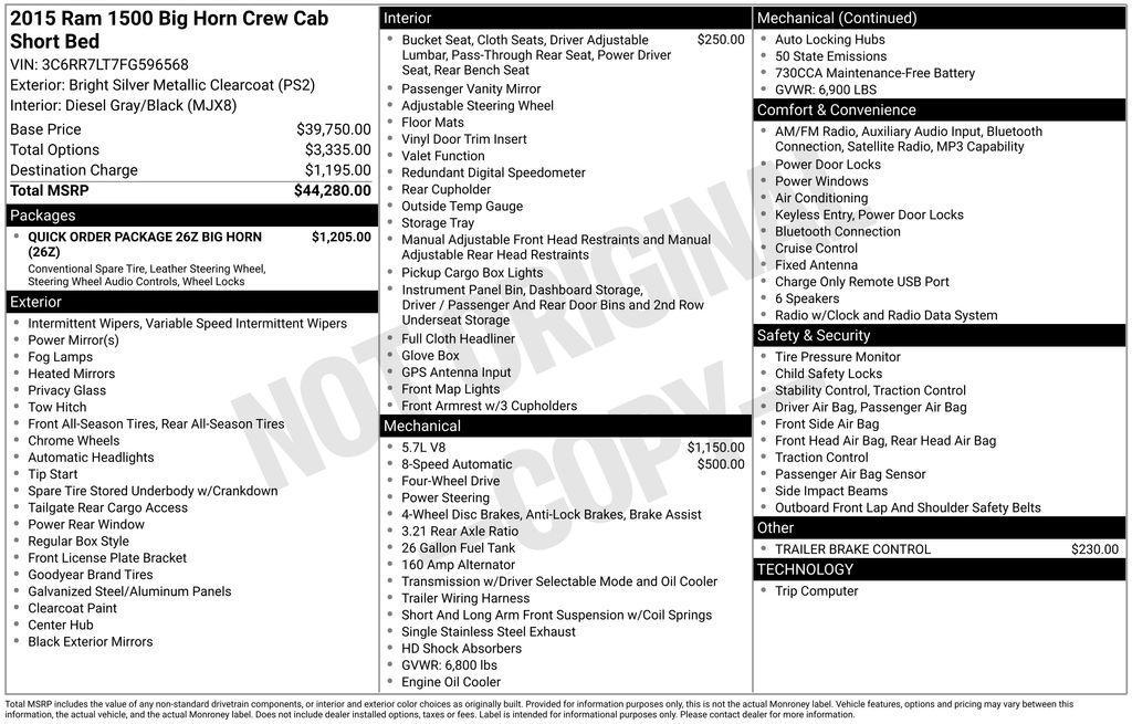 used 2015 Ram 1500 car, priced at $17,987