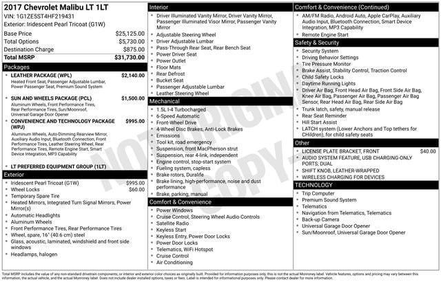 used 2017 Chevrolet Malibu car, priced at $12,607