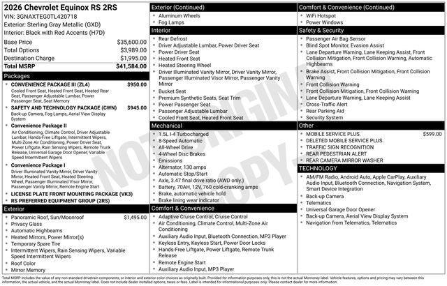 new 2026 Chevrolet Equinox car, priced at $38,263