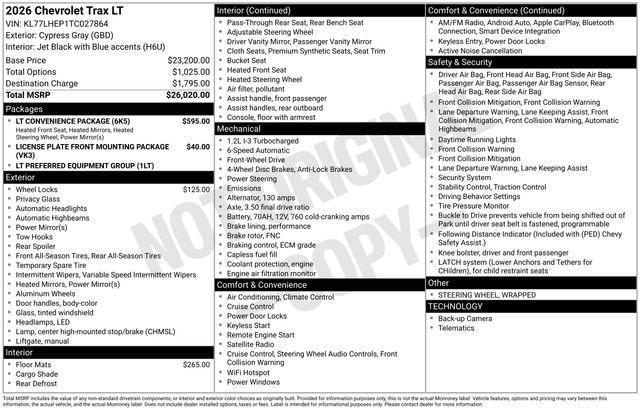 used 2026 Chevrolet Trax car, priced at $23,794