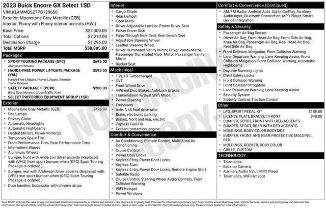 used 2023 Buick Encore GX car, priced at $20,852