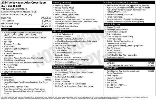 used 2024 Volkswagen Atlas Cross Sport car, priced at $36,093