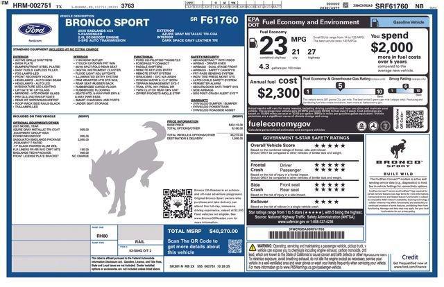 new 2025 Ford Bronco Sport car, priced at $40,188