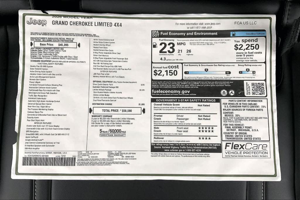 new 2026 Jeep Grand Cherokee car, priced at $44,280