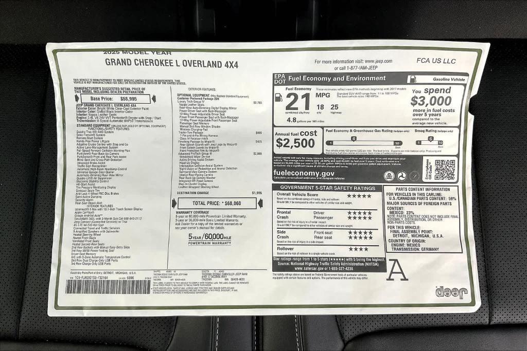 new 2025 Jeep Grand Cherokee L car, priced at $60,260