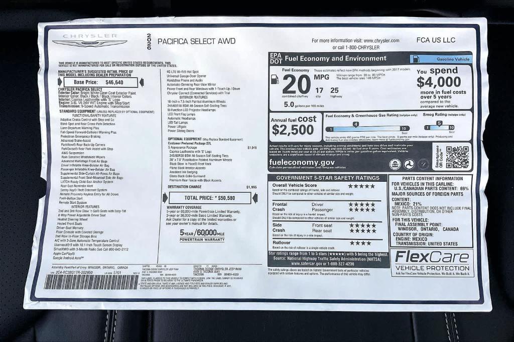 new 2026 Chrysler Pacifica car, priced at $41,480