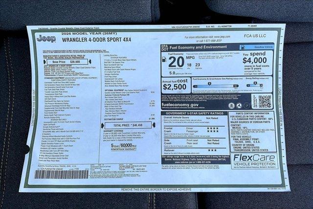 new 2026 Jeep Wrangler car, priced at $41,650