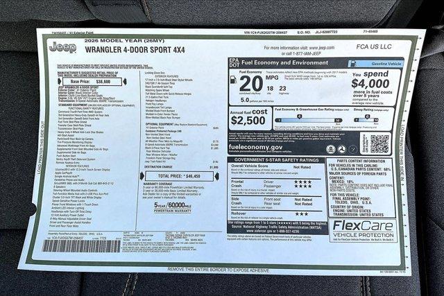 new 2026 Jeep Wrangler car, priced at $41,650