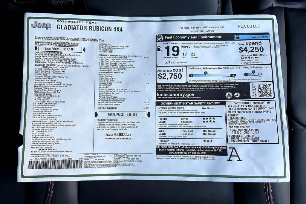 new 2025 Jeep Gladiator car, priced at $47,500