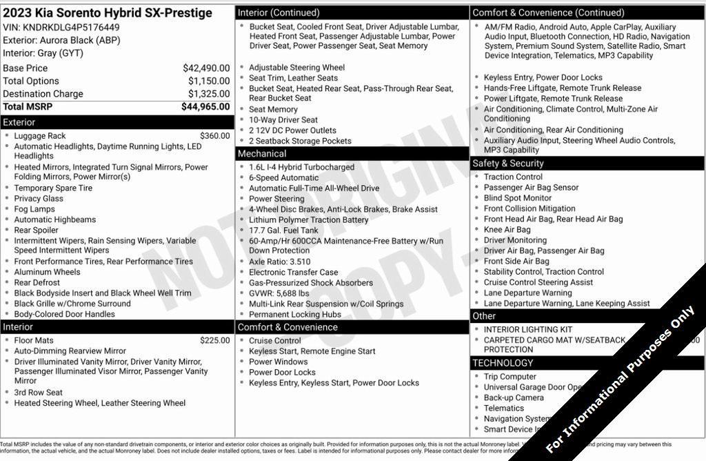 used 2023 Kia Sorento Hybrid car, priced at $31,900