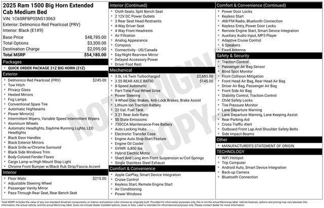 used 2025 Ram 1500 car, priced at $43,000