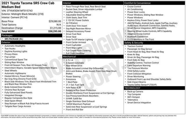 used 2021 Toyota Tacoma car, priced at $31,797