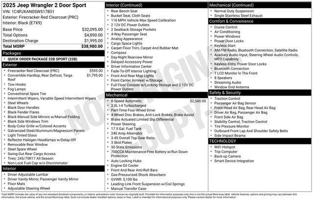 used 2025 Jeep Wrangler car, priced at $29,900