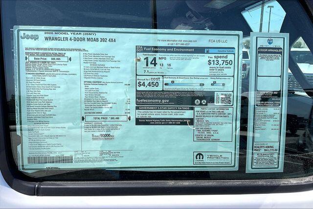 new 2026 Jeep Wrangler car, priced at $85,490