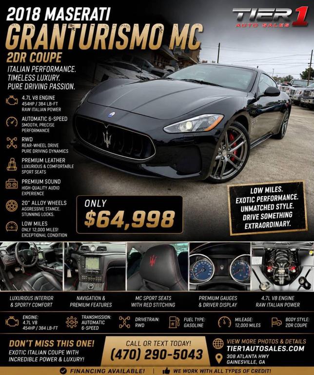 used 2018 Maserati GranTurismo car, priced at $64,998