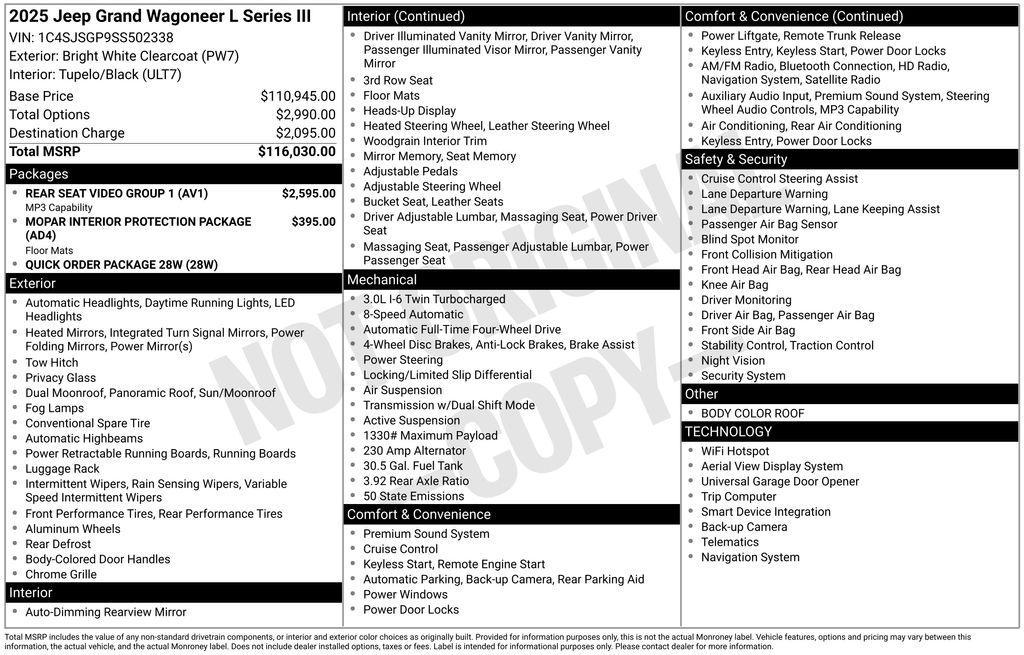 used 2025 Jeep Grand Wagoneer L car, priced at $80,480