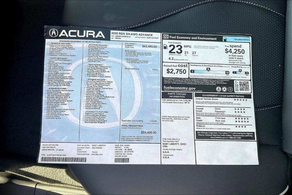 new 2025 Acura RDX car, priced at $54,400