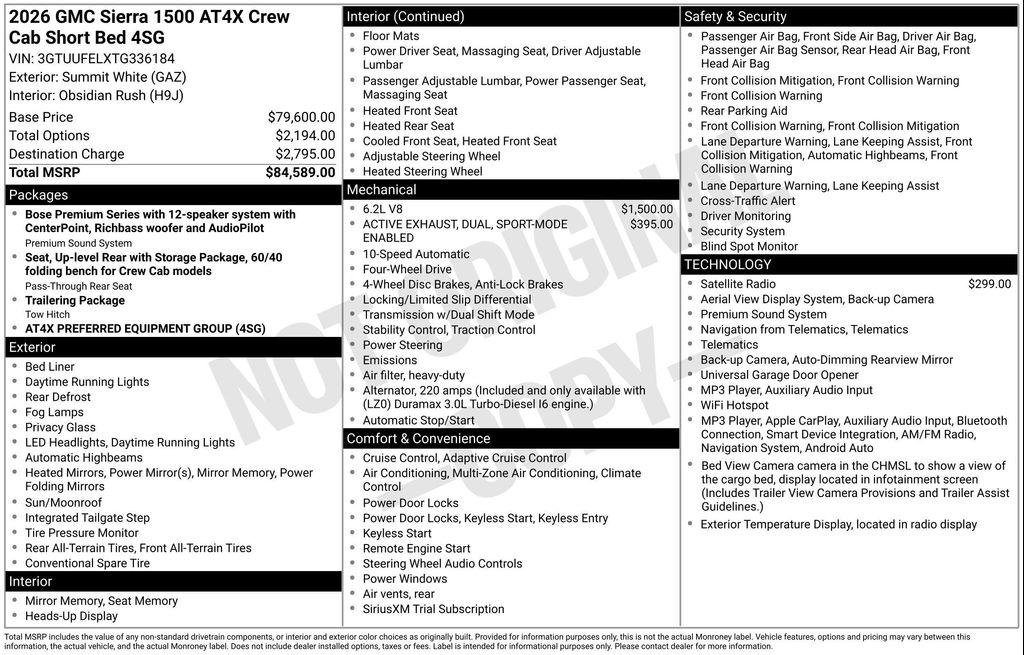 new 2026 GMC Sierra 1500 car, priced at $66,037