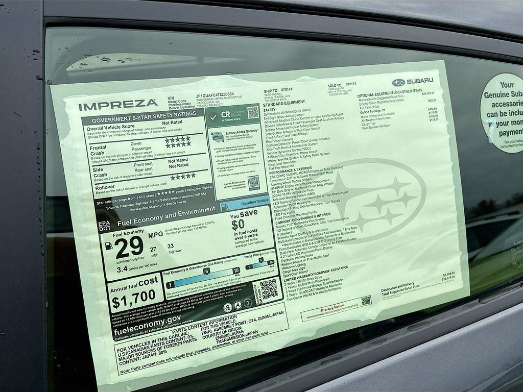 new 2026 Subaru Impreza car, priced at $27,678