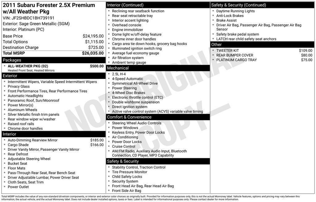 used 2011 Subaru Forester car